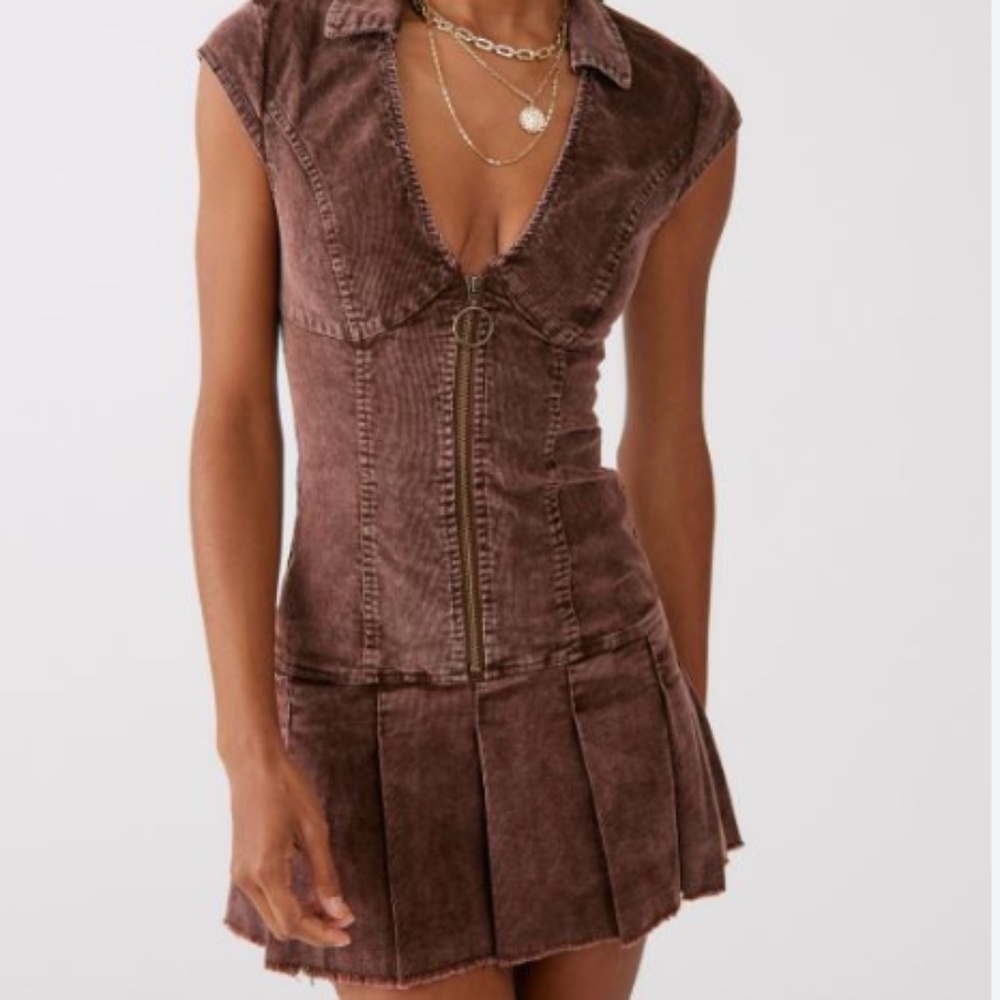 UO Corduroy Brown Mini Dress